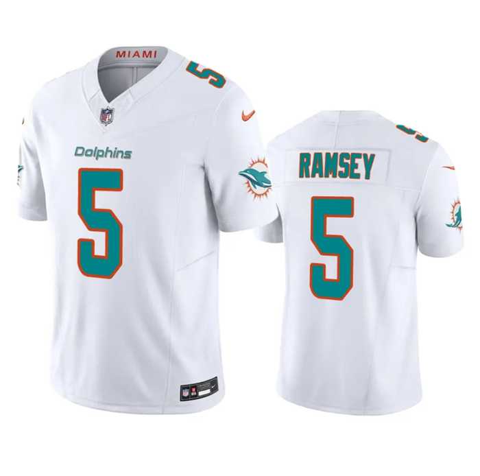 Men & Women & Youth Miami Dolphins #5 Jalen Ramsey White 2023 F.U.S.E Vapor Limited Stitched Football Jersey->miami dolphins->NFL Jersey